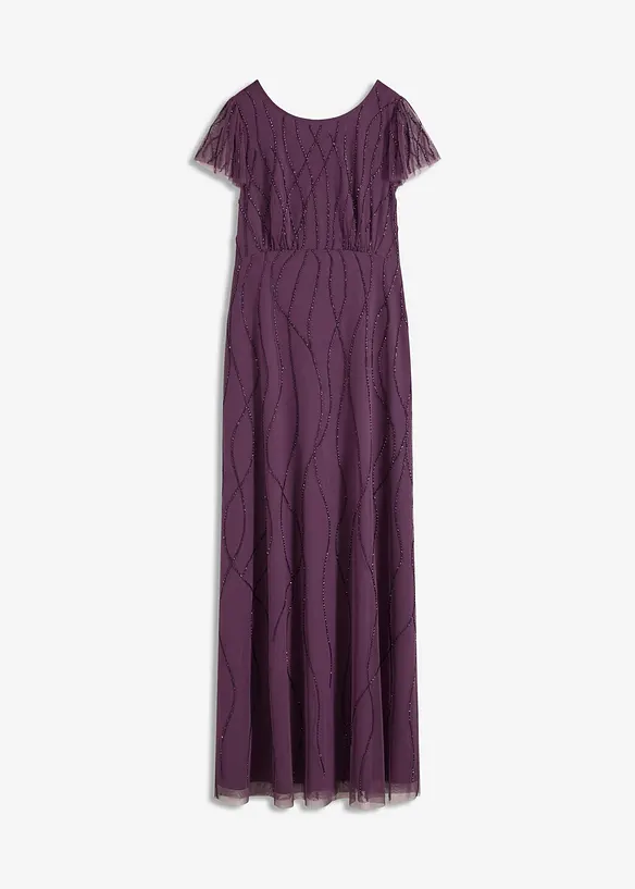 Maxi jurk van delicate tule met parelborduursel, bonprix