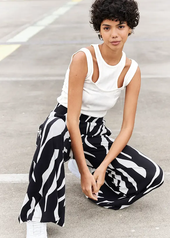 Gedessineerde broek van soepele viscose, bonprix