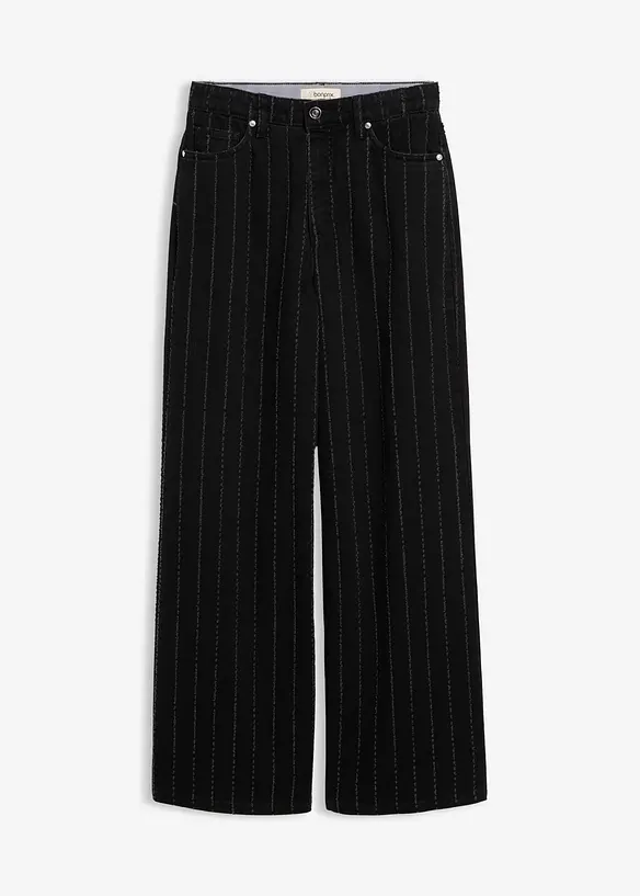Wide leg jeans high waist met destroyed look, bonprix