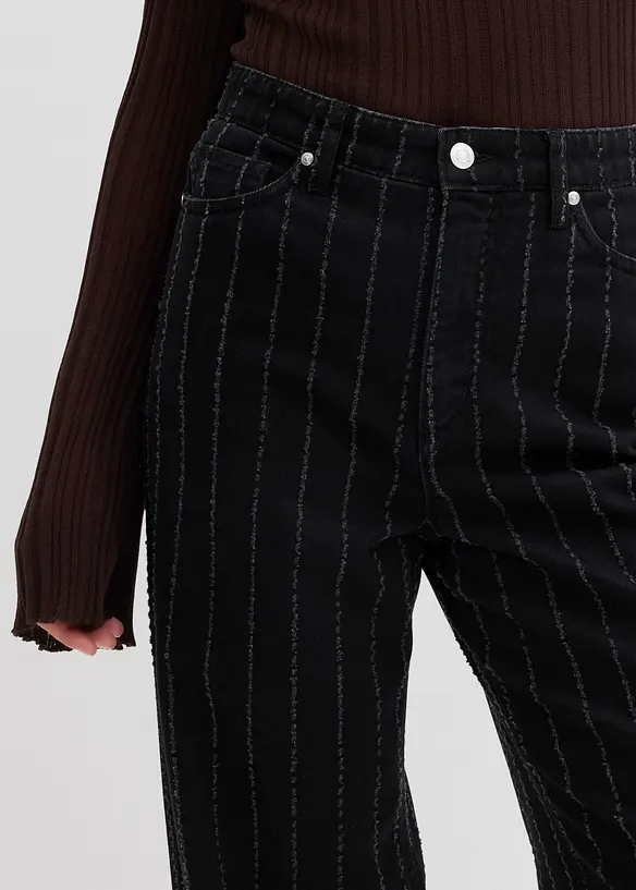 Wide leg jeans high waist met destroyed look, bonprix