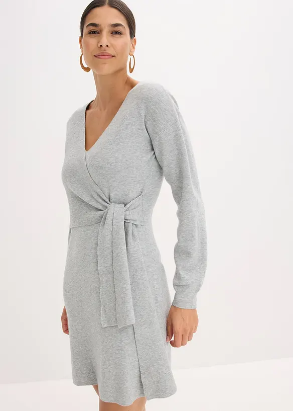 Gebreide jurk in wikkellook, bonprix