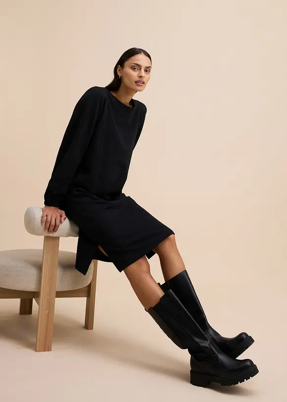 Sweatjurk met ballonmouwen en split, bonprix