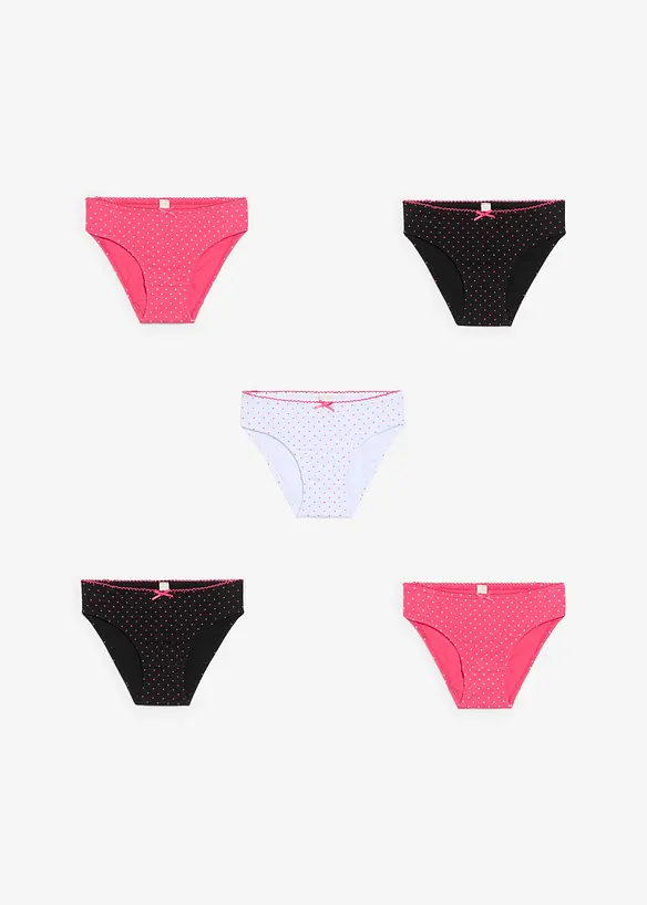 Meisjes slips met satijnen strikje (set van 5), bonprix
