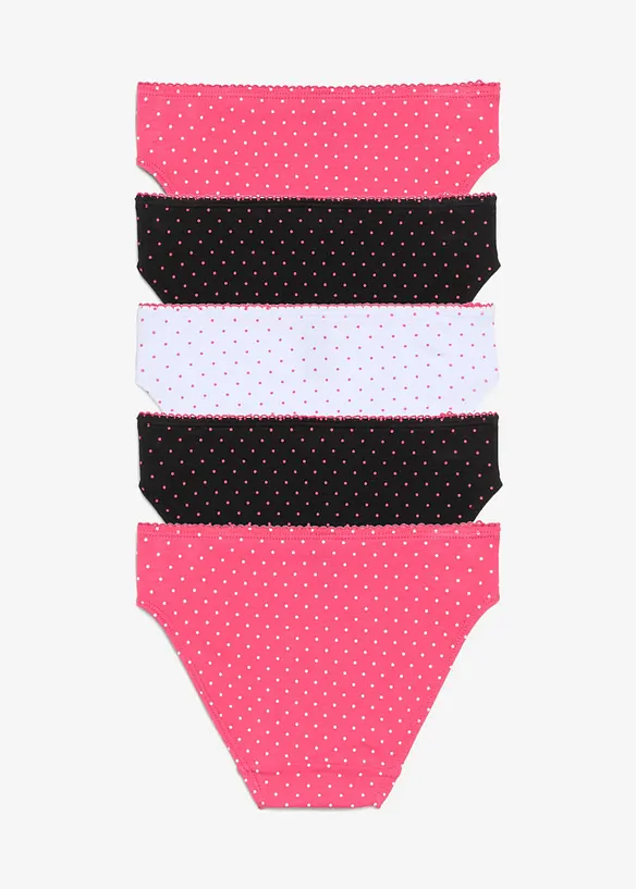 Meisjes slips met satijnen strikje (set van 5), bonprix
