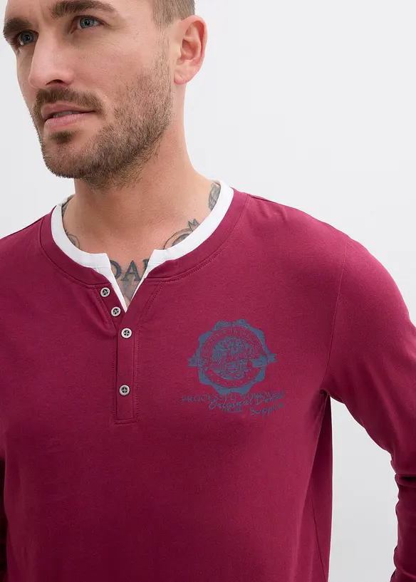 Henley shirt (set van 2), lange mouw, bonprix