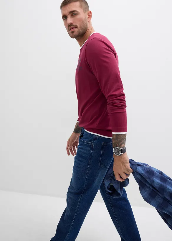 Henley shirt (set van 2), lange mouw, bonprix