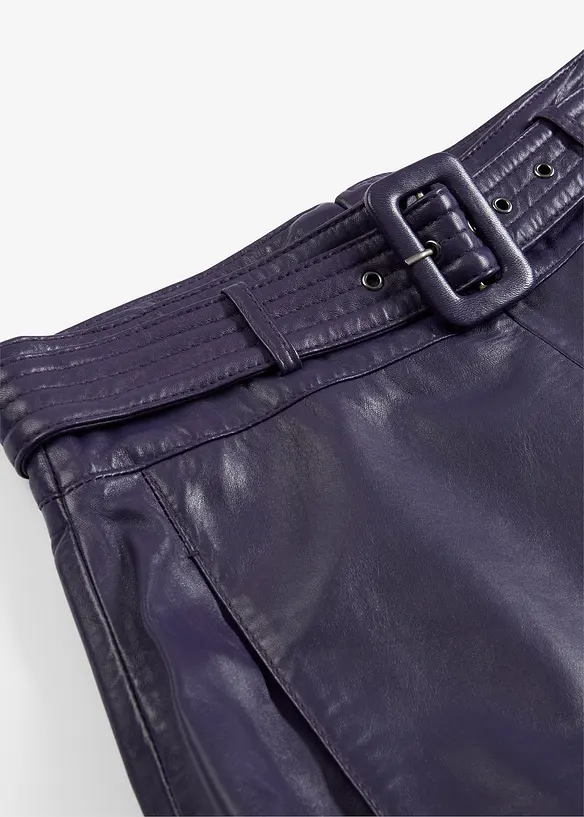 Leren rok van lamsnappa met riem (2-dlg. set), bonprix