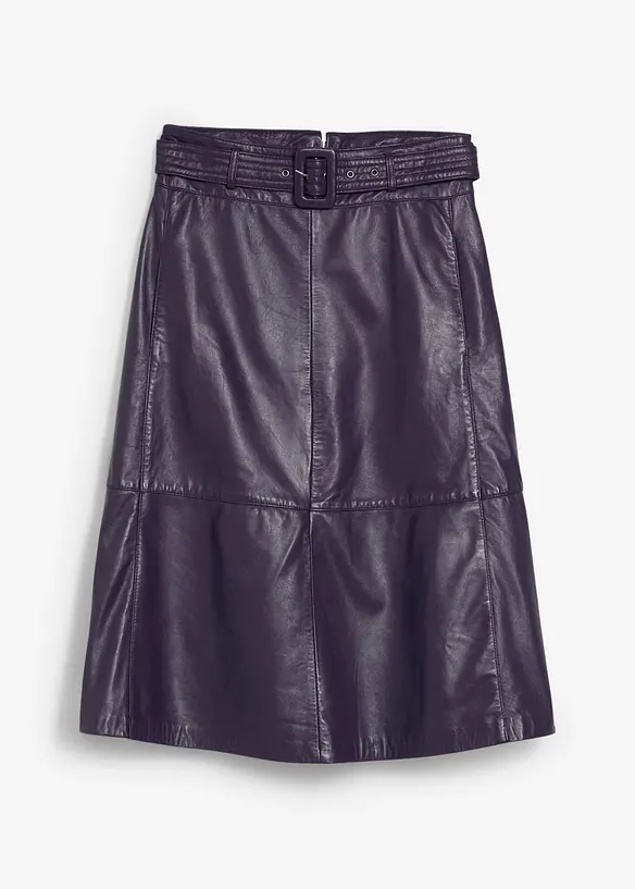 Leren rok van lamsnappa met riem (2-dlg. set), bonprix