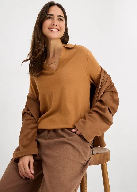 Poloshirt van fijne viscose, bonprix