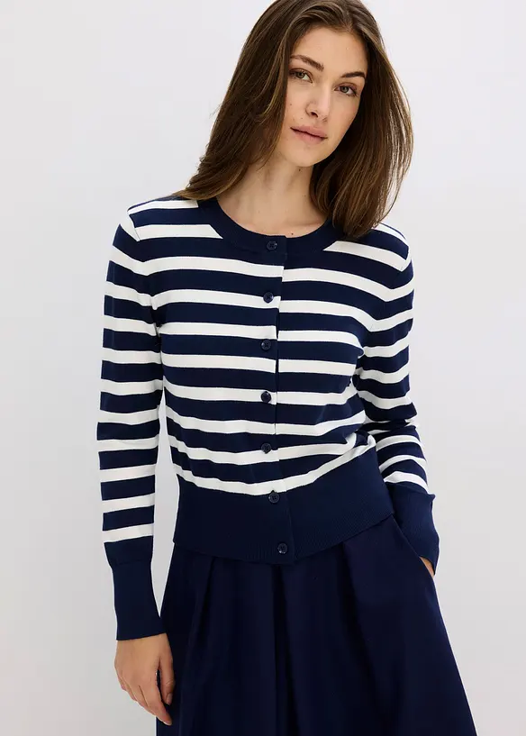 Fijngebreid vest met strepen, bonprix