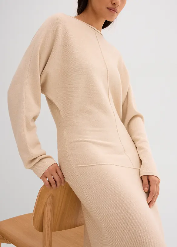 Gebreide midi jurk van viscosemix, bonprix