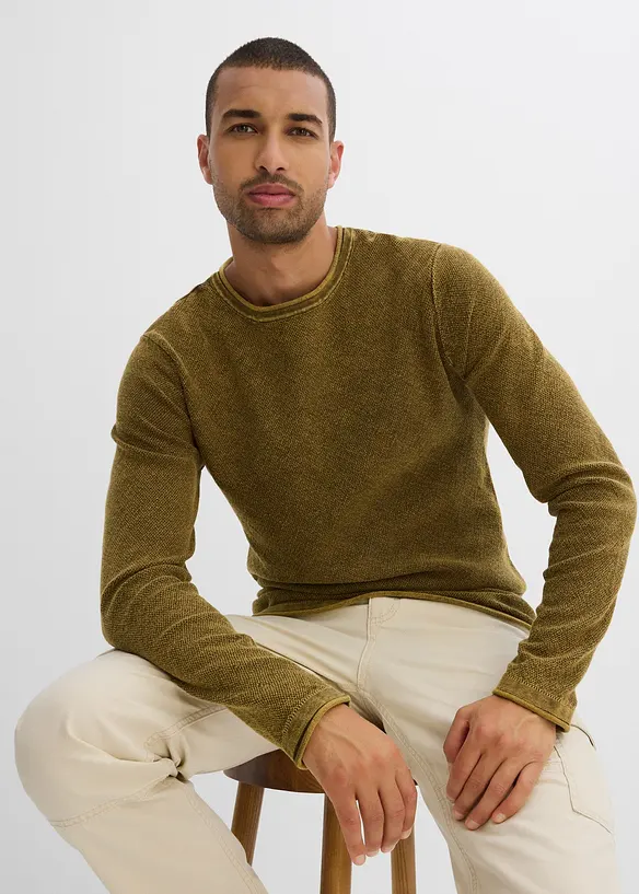 Trui in washed out look, slim fit, bonprix