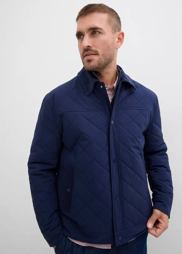 Gewatteerde jas met corduroy kraag, bonprix