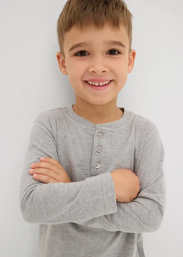 Henley shirt, lange mouw met biologisch katoen ( set van 2), bonprix