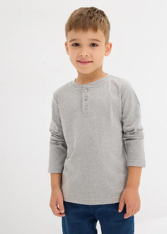 Henley shirt, lange mouw met biologisch katoen ( set van 2), bonprix