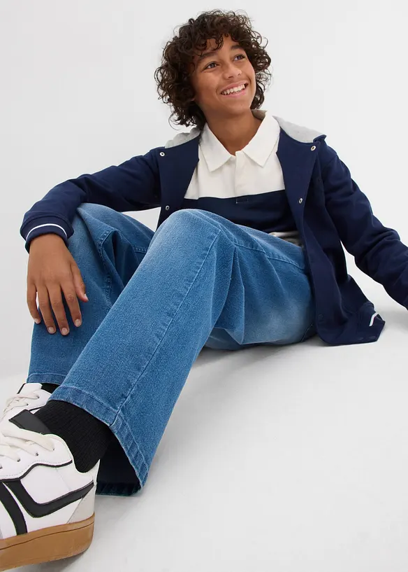 Loose fit stretch jeans, straight, met verstelbare band, bonprix