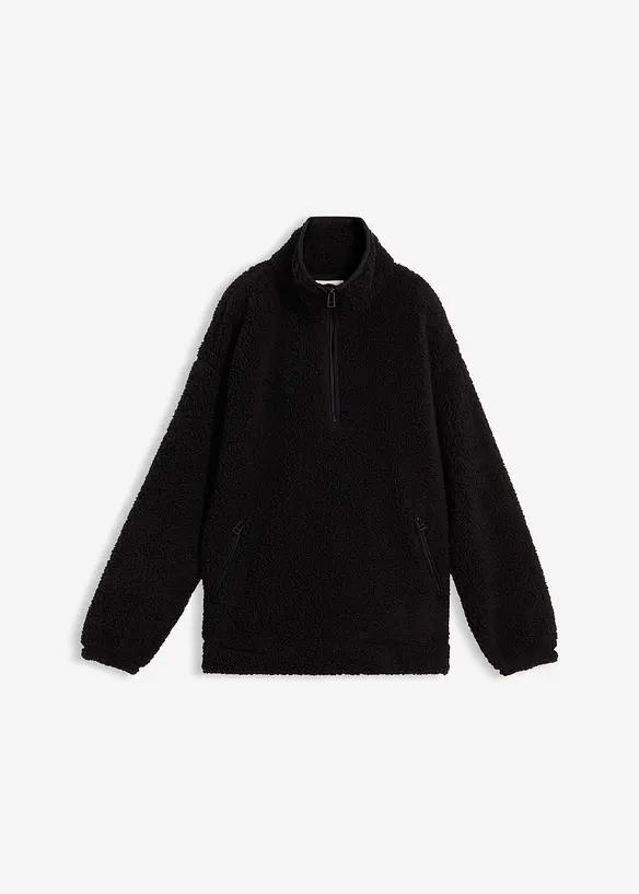 Fleece trui met opstaande kraag, bonprix