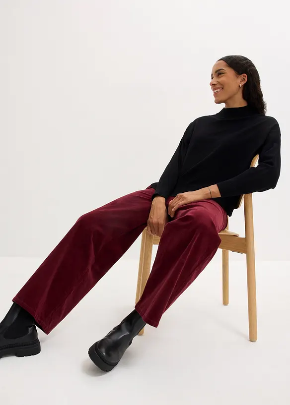 Wijde corduroy broek met high-waist comfortband, bonprix
