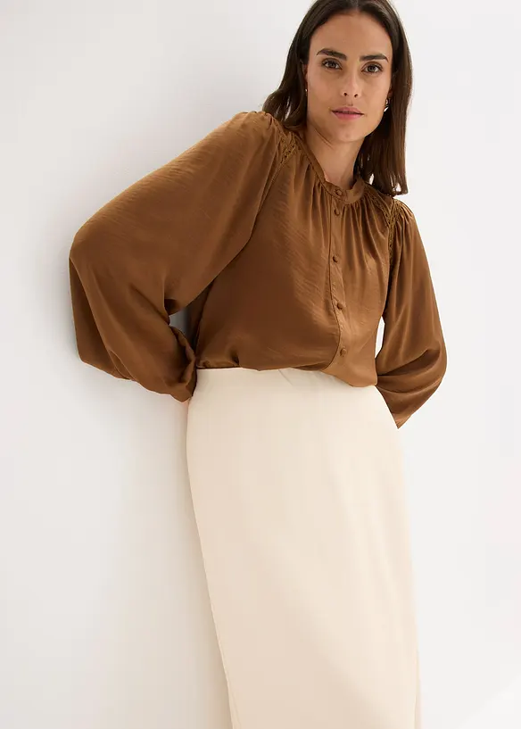 Blouse met biezen van kant, bonprix