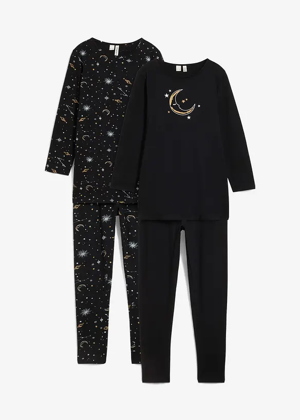 Longshirt en legging van biologisch katoen met glitterprint (4-dlg. set), bonprix