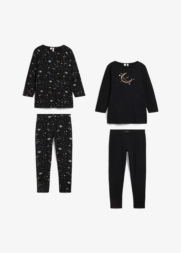 Longshirt en legging van biologisch katoen met glitterprint (4-dlg. set), bonprix