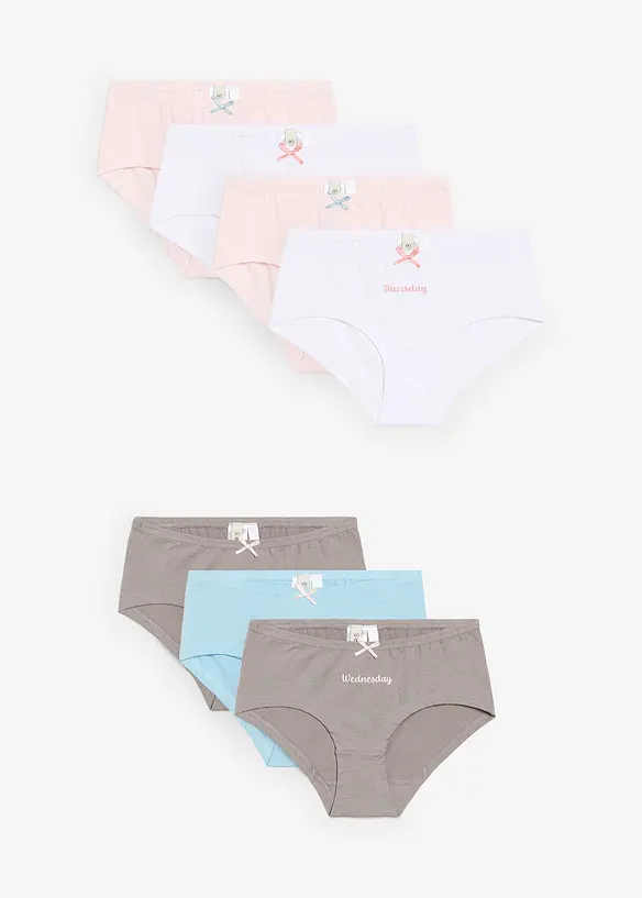 Hipster met biologisch katoen en satijnen strikje (set van 7), bonprix