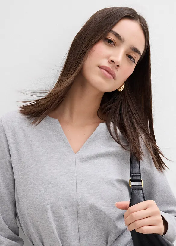 Longsleeve in een viscosemix met een brede ceintuur, bonprix