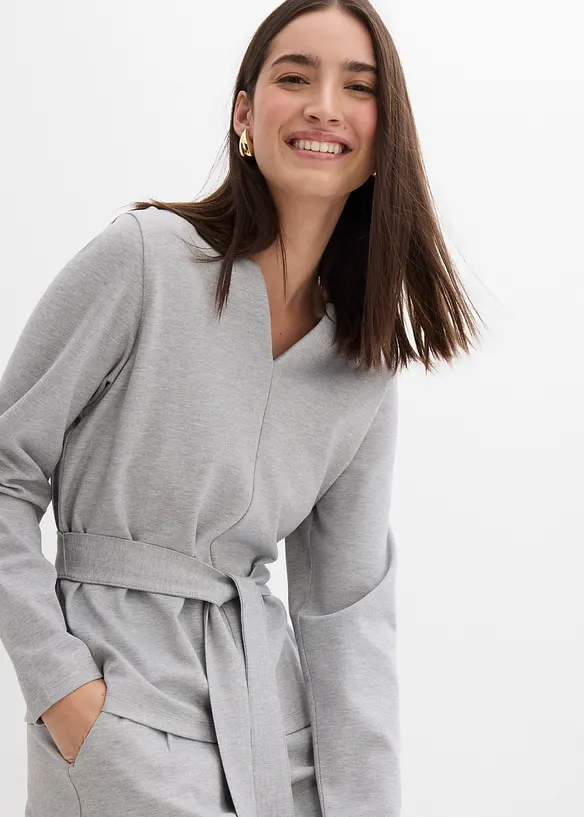 Longsleeve in een viscosemix met een brede ceintuur, bonprix