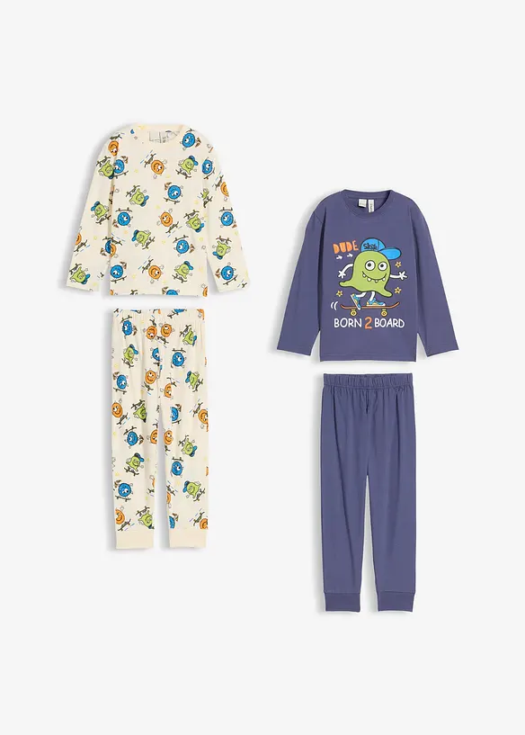 Pyjama van biologisch katoen (4-dlg. set), bonprix