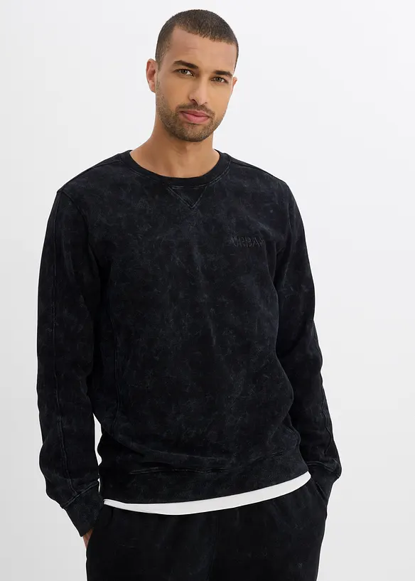 Sweater met gewassen look van puur biologisch katoen, bonprix