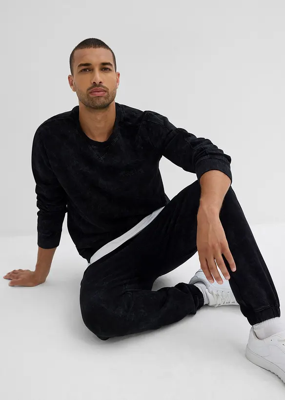 Sweater met gewassen look van puur biologisch katoen, bonprix