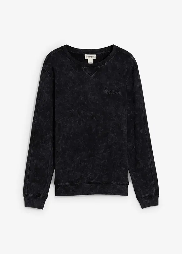Sweater met gewassen look van puur biologisch katoen, bonprix