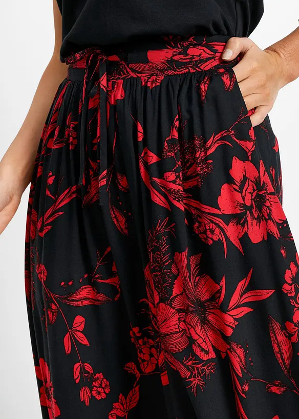 Maxirok van viscose met comfortband en strikkoordjes, bonprix