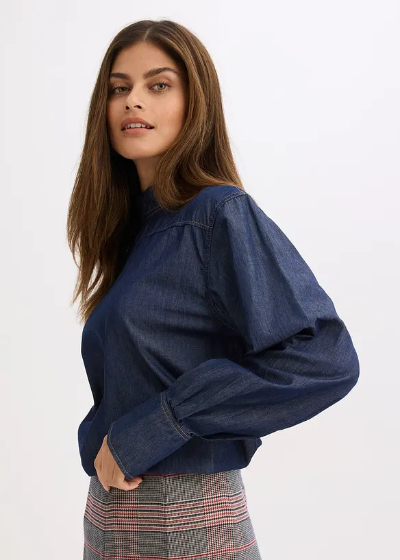 Spijkerblouse met lange manchetten, bonprix