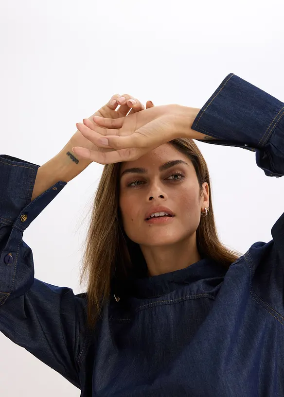 Spijkerblouse met lange manchetten, bonprix