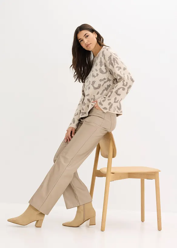 Jacquard oversized trui met pailletten, bonprix