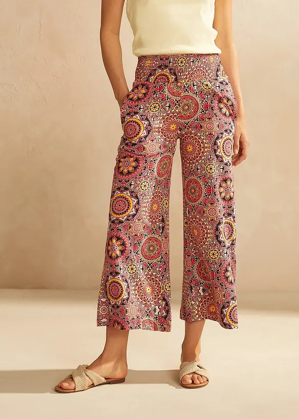Wijde jersey culotte met brede, gesmokte band, 7/8 lengte, bonprix