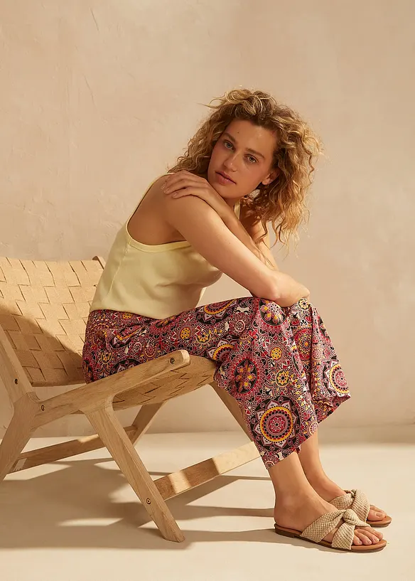 Wijde jersey culotte met brede, gesmokte band, 7/8 lengte, bonprix