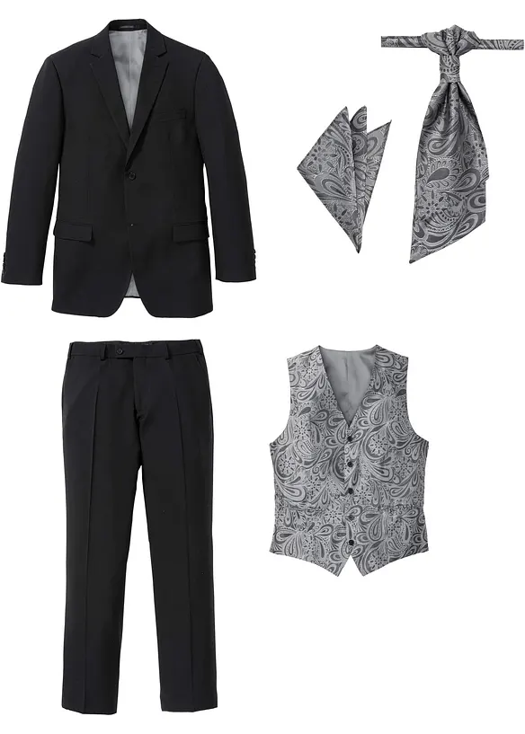Trouwpak met gilet en pochet, regular fit (5-dlg. set), bonprix