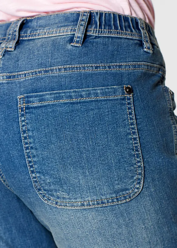 Stretch cargo jeans, mid waist, bonprix
