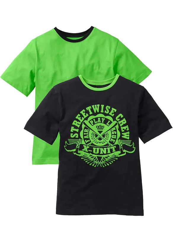 Jongens T-shirt (set van 2) van biologisch katoen, bonprix