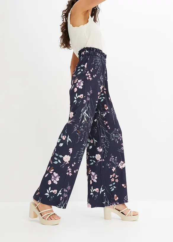 Jersey broek met bloemenprint, bonprix