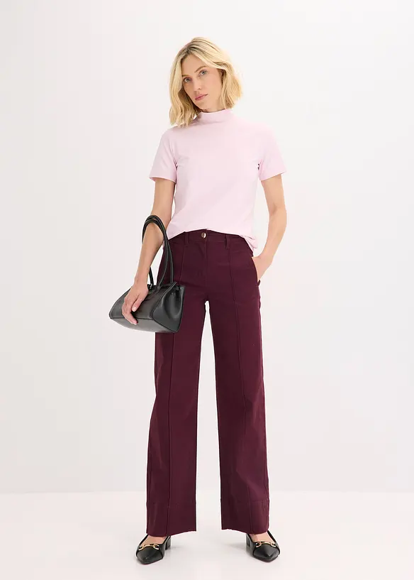 Twill broek met bies en kleine zak, bonprix