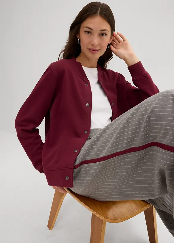 Sweat bomber met een knoopsluiting, bonprix