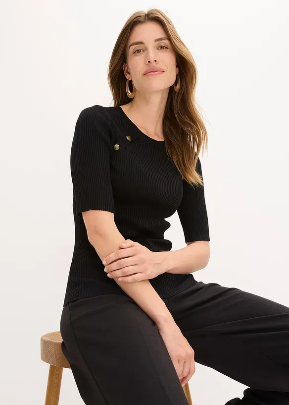 Fijngebreide trui in een soepele viscosemix, bonprix