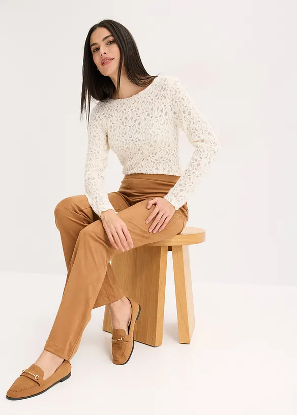 Flared broek van imitatiesuède, bonprix
