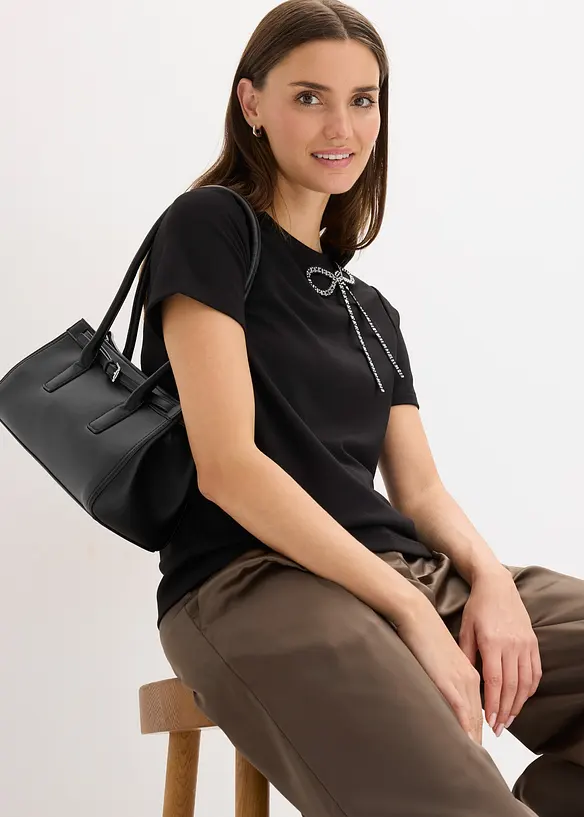Shirt met strassapplicatie, bonprix