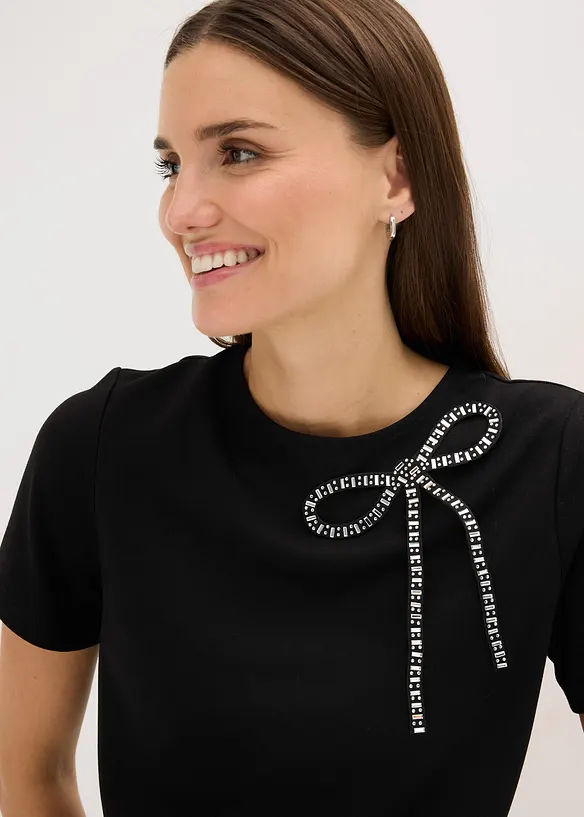 Shirt met strassapplicatie, bonprix