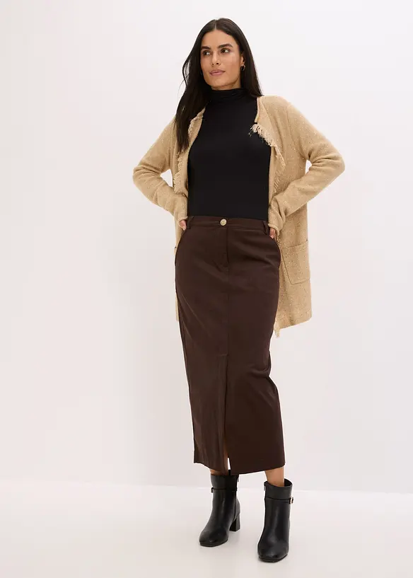 Kort gebreid vest met pailletten en glanzend garen, bonprix