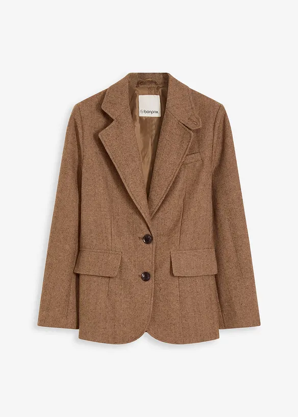 Blazer met visgraatpatroon en wol, bonprix